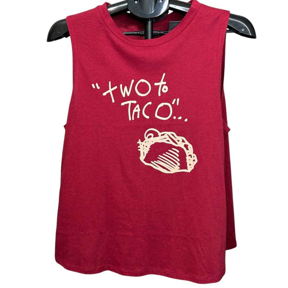 GUC Betsey Johnson Shirt Womens Large Tank Top Crew Neck Red "Two to taco"